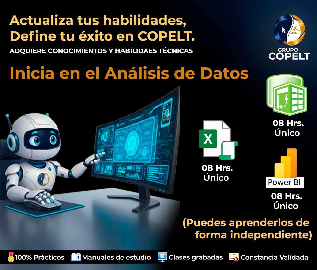 Analista de datos presentando informe